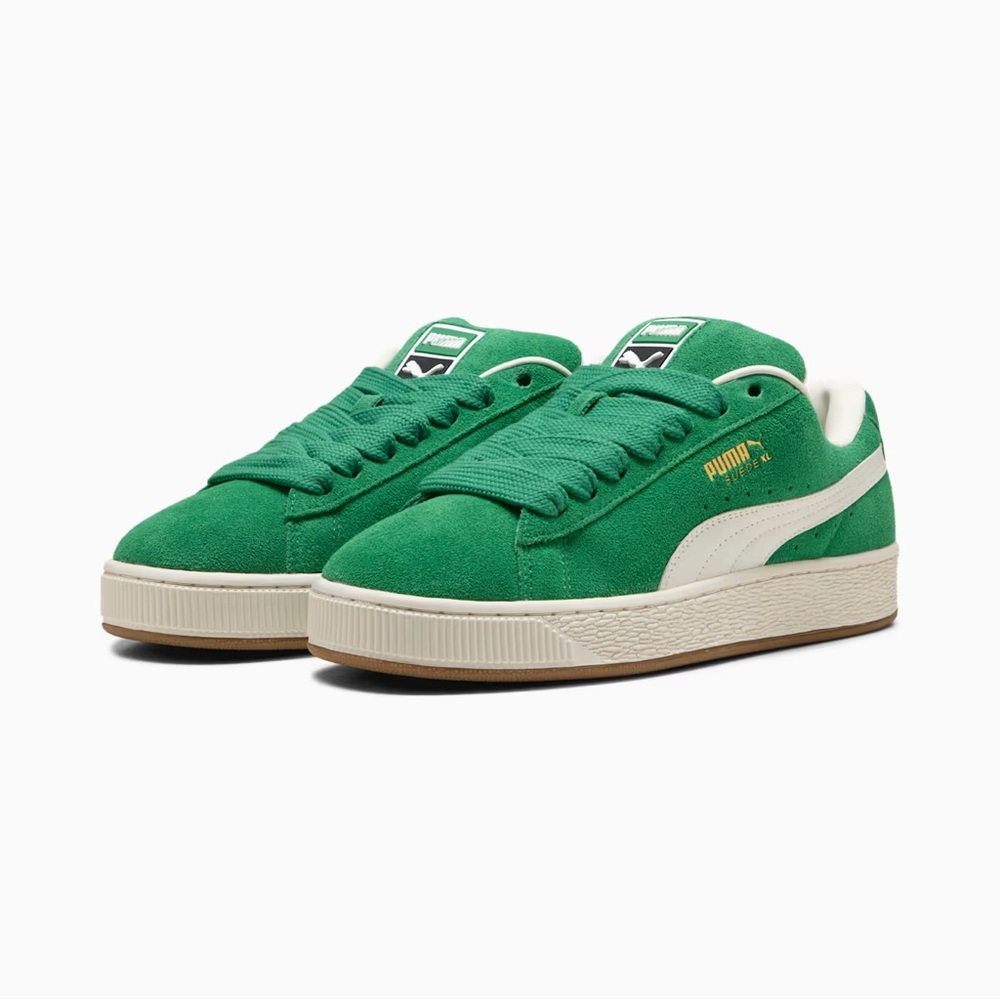 Puma Classic Green and White Suede Sneakers